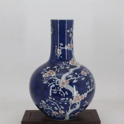 WLBHWL Chinoiserie Blue And White Glaze Red Ice Plum Vase Antique Porcelain Vases Classical Ornaments Pure Hand-painted Antique Porcelain Collection