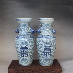WLBHWL Chinoiserie Blue And White Porcelain Vases, Peony Twigs, Double Happiness Bottles, A Pair Of Antique Antique Porcelain, A Collection Of Retro Ornaments