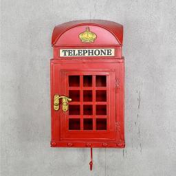 WUDAXIAN Mini Wall Mounted Antique Telephone Booth Decor, Classic Look Pay Phone Model Hangings, Home Decoration Ornament