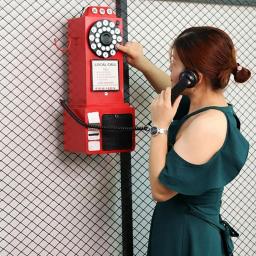 WUDAXIAN Red Antique Telephone Creative Retro Decorative Payphone Resin Rotary Dialing Telephone Decoration Props