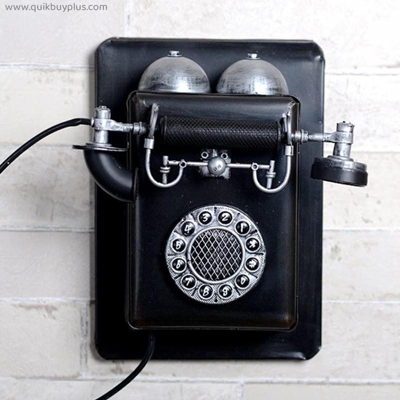 WUDAXIAN Retro Telephone Decor, European Classical Vintage Phone, Wall-mounted Antique Telephone for Living Room Office Home Decor Gift