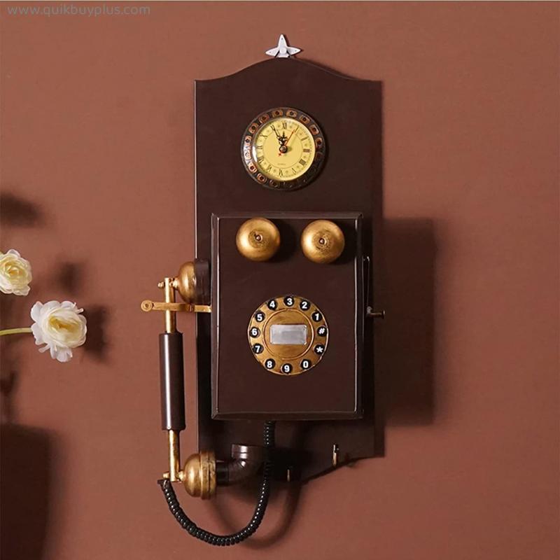 WUDAXIAN Retro Vintage Antique Wired Telephone Desk Decor Ornament, Wall-mounted Old Fashioned Phone for Home Decor
