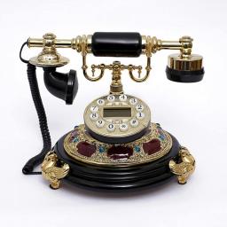 WUDAXIAN old phone European Retro Landline Antique Rotary Desk Phone Old Fashioned Handset Three-dimensional Carving Antique Telephone with Caller ID