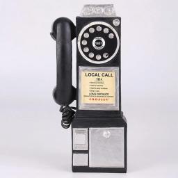WUDAXIAN Old Phone Vintage Rotate Dial Pay Phone Model, Retro Booth Home Decoration Ornament, Classic Look Antique Telephone Model Decor - Black