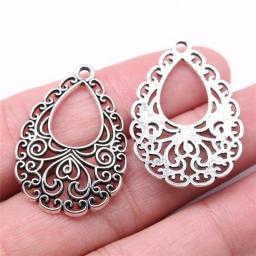 WYSIWYG 10pcs Charms 34x24mm Drop Earrings Charms For Jewelry Earring Making DIY Jewelry Findings Antique Silver Color