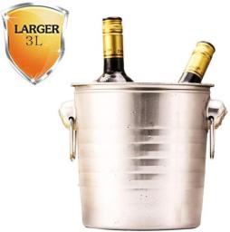 WZHZJ Bucket Stainless Steel Ice Buckets With Tongs,Double Wall Ice Bucket,Wine Ice Buckets For Paties And Bar,Outdoor (Size : 3L)
