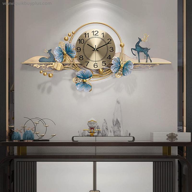 Wall Clock 31 Inch Metal Design Silent Art Clocks Battery Operated Decorative Digital Wall Clocks for Living Room Decor