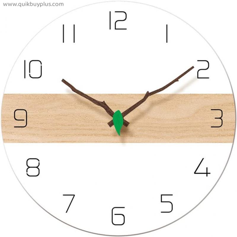Wall Clock Decor Modern Simple Wooden Wall Clock, White 12 inch Round Silent Non-Ticking Quartz Decorative Battery Operated Wall Clock for Living Room Home Office School Wall Clock For Living Room