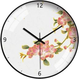 Wall Clock Decor Silent Floral Wall Clock Non Ticking 12 inch Excellent Accurate Sweep Movement Glass Cover, Decorative for Kitchen, Living Room, Bathroom, Bedroom, Office Wall Clock For Living Room