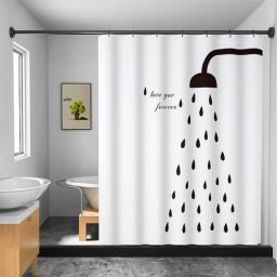 Waterproof Shower Curtain Mildew Natural Plant Polyester Bath Curtains With Hooks Home Bathtub Partition Curtain Bathroom Decor