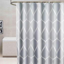 Waterproof Shower Curtain Set with 12 Hooks Geometric Printed Bathroom Curtains Polyester Fabric Bath Curtain for Home Decor