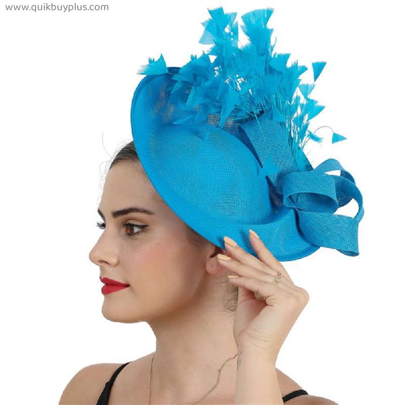 Wedding Bridal Hats Fascinators Women Headpiece Party Hat Mesh Flower Hair Accessories Cap With Hair Clip