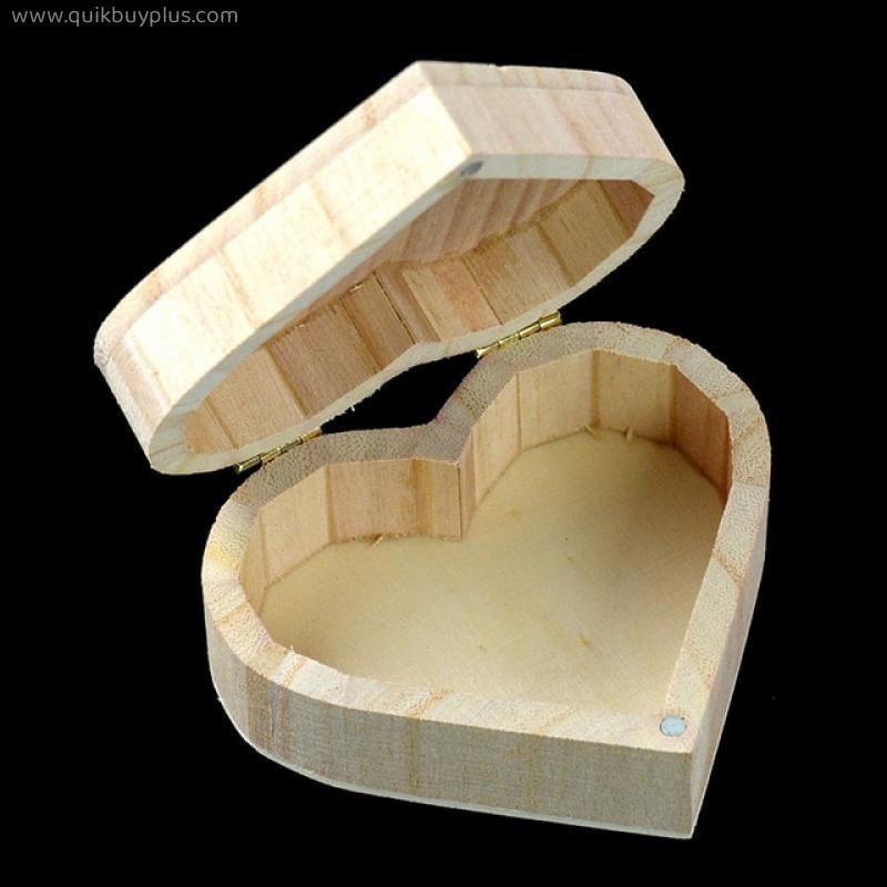 Wedding Gift Jewelry Boxes Heart Shape Earrings Ring Necklace Makeup Cosmetic Wooden Organizer Wood Case Storage Box Bins
