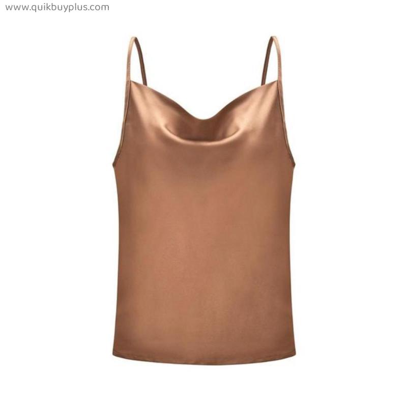 White Basic Women Silk Satin Tops Vest Summer Sexy Camis Tank For Ladies Strappy Camisole Top Shirts Fairy