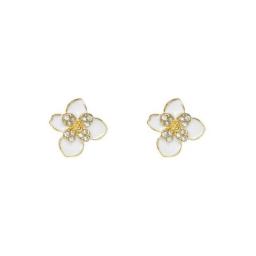 White Flower Earrings For Women  Dress 1.5Cm Accessories Ear Studs Girl Gift