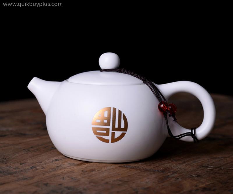 White Matte Ceramic Tea pot,Kung Fu Teapot,Handmade kettle kung fu teapot tea ceremony puer teapot 180ml