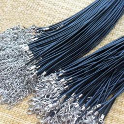 Wholesale 1.5 Mm Black Leather Cord Wax Rope Chain Necklace 45 Cm Lobster Clasp DIY Jewelry Accessories 10. /batch Number