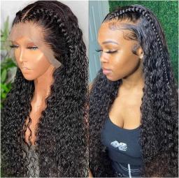 Wigs Water Wave Lace Front Wig Human Hair Wigs for Black Women Brazilian Hair 8-34 Inch Wet and Wavy Loose Deep Wave Frontal Wig Party Wig (Density : 180%, Stretched Length : 12inches)