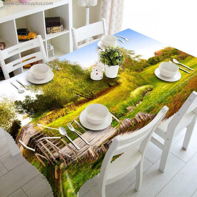 Windmill 3D Table Cloth  Windmill Scenery Pattern Tablecloth Dinning Table Wedding Decoration Party Table Cover Mantel Mesa
