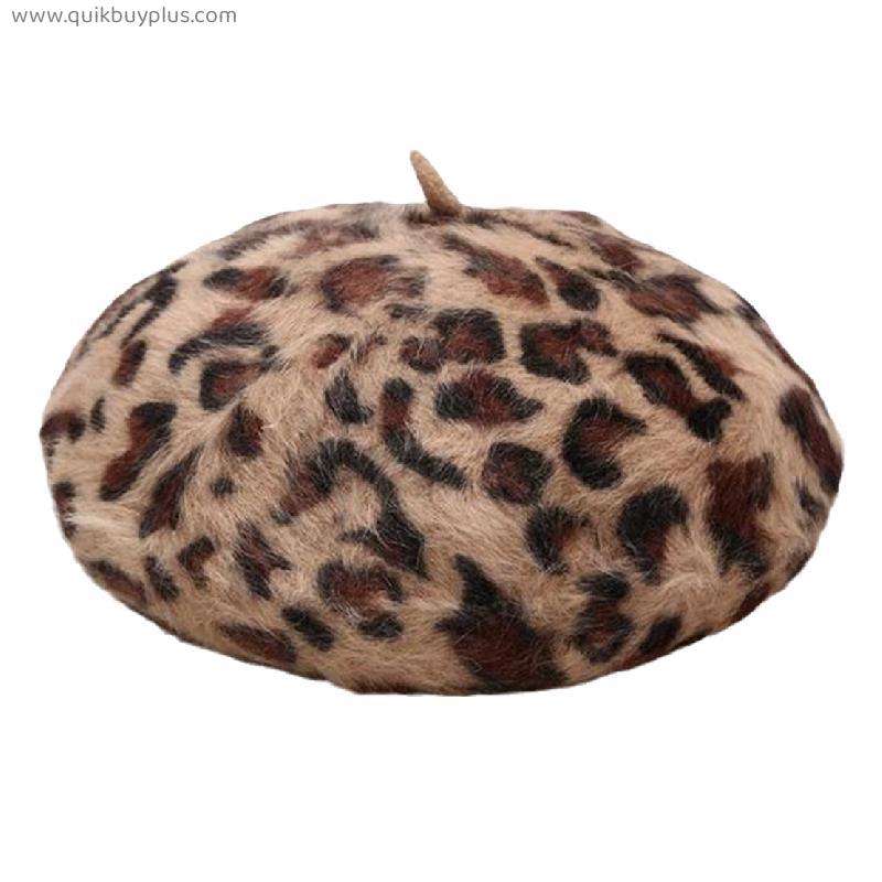Winter Beret Caps Hat Autumn Fashion Leopard Octagonal Hat Lady Girls Warm Winter Hats