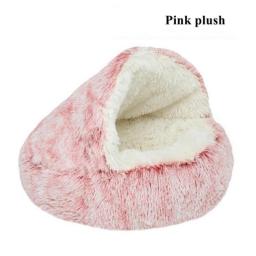 Winter Pet Kennel Dog Bed Round Cushion Cat House 2 In 1 Warm Cat Basket Sleep Semi-enclosed Bag