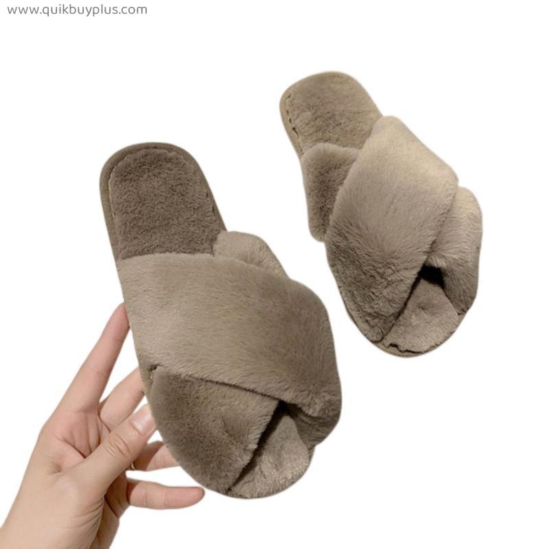 Winter Women House Slippers Fashion Warm Shoes Woman Slip on Flats Female Slides Black Pink cozy home furry slippers