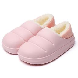 Winter Women Slippers Waterproof Warm House Hold Indoor Home Thick Sole Footwear Non-Slip Solid Couple Sandals