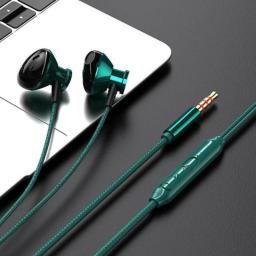 Wired Headphones With Microphone Wire-Controlled Metal In-Ear Headphones Music Sport Earphones Gaming Headset Volume Control