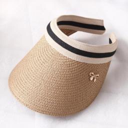 Women's Sun Hats Handmade Straw Visor Caps Parent-Child Summer Hat Empty Top Beach Hat