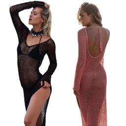 Women Bikini Beach Cover-up Swimsuit Covers Up Bathing Suit Summer Beachwear Crochet Swimwear Mesh Beach Dress