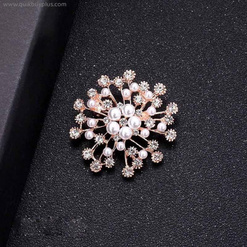 Women Brooch Jewelry Vintage Brooch Pins Fashion High Quality Crystals Imitation Pearl Flower Brooch Wedding Accessories