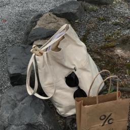 Women Canvas Shoulder Bag Shopper Daily Use Foldable Large Capacity Tote Reusable Portable Eco Shopping Bag Female Handbags
