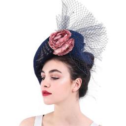 Women Dress Fascinators Hats For Weddings Church Sinamay Fedora Feather Hat With Veil Derby Hats