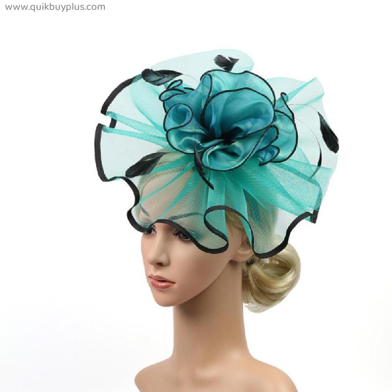 Women Fascinators Hair Clip Hat Feather Cocktail Wedding Tea Party Hat Flower Derby Hairpin Headwear