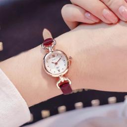 Women Girl Simple Quartz Wrist Watch Pu Leather Strap Mini Thin Dial Watches
