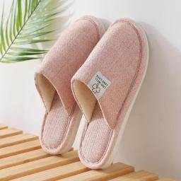 Women Indoor Slippers Shoes Comfort Anti-slip Home Flax Linen Slipper Unisex Woman Men House Cotton Slides