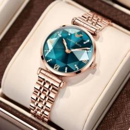 Women Luxury Green Jewel Quartz Watch Waterproof Stainless Steel Fashion Crystal Ladies Watches Bracelet