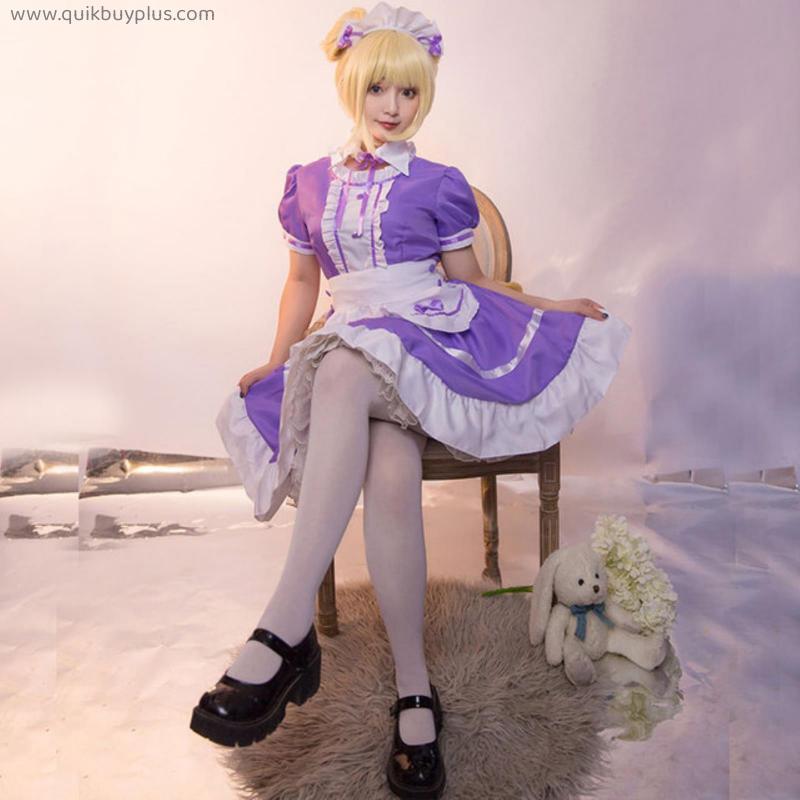 Women Maid Outfit Gothic Uniforms Long Dress Green Apron Dress Lolita Dresses Men Cafe Costume Cosplay Costume Anime Clothes