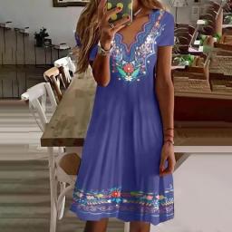 Women New Loose Vintage Ruffles Casual Befree 5XL Dress Large Big Summer Printed Party Beach Dresses