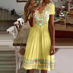 Women New Loose Vintage Ruffles Casual Befree 5XL Dress Large Big Summer Printed Party Beach Dresses