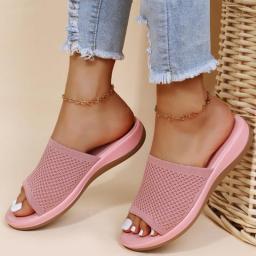 Women Sandals Knitting Low Heels Sandals Summer Chaussure Femme Soft Bottom Silppers Slip On Wedges Shoes Women Summer Footwear