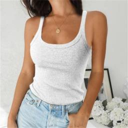 Women Sleeveless Spaghetti Vest Quality Knitted Camis U-neck Tank Tops Casual Solid Color Basic Camisole