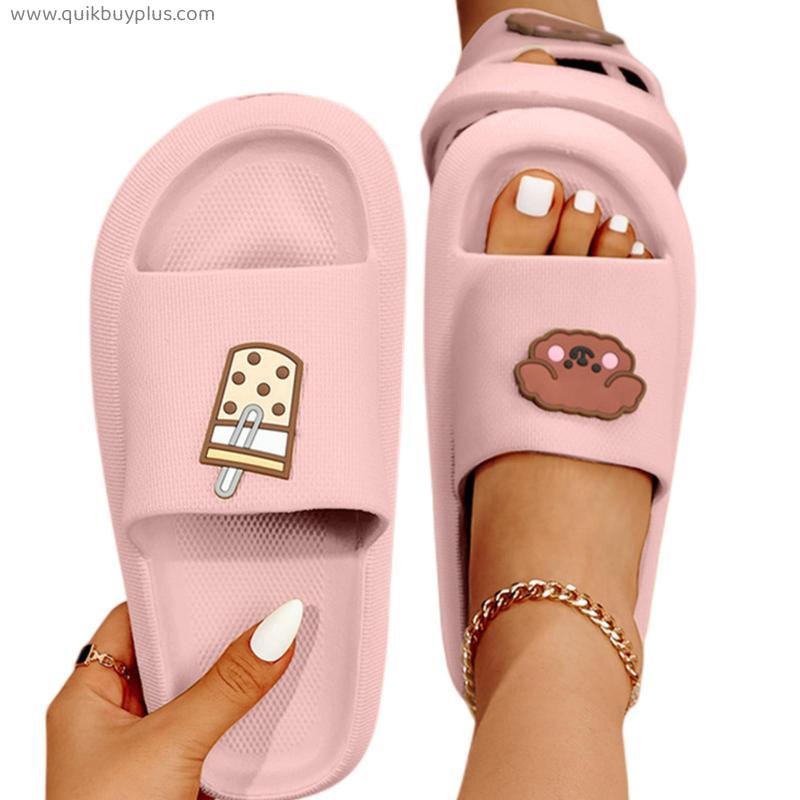 Women Slippers Platform Open Toe Summer Soft Thick Bottom Non-Slip Animal Print House Slipper Female Lovely Flats Ladies Shoes