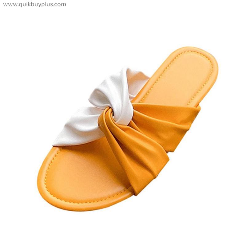 Women Slippers Shoes Flats Fashion Sliders Splicing Slip On Strap Sandals Summer Shoes Women Comfortable Bohemia Beach Slippers