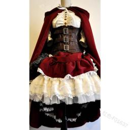 Women Vintage Medieval Gothic Halloween Dress Christmas Cosplay Costume Dresses Tunic Lolita Mini Vintage Hoodie Cloak