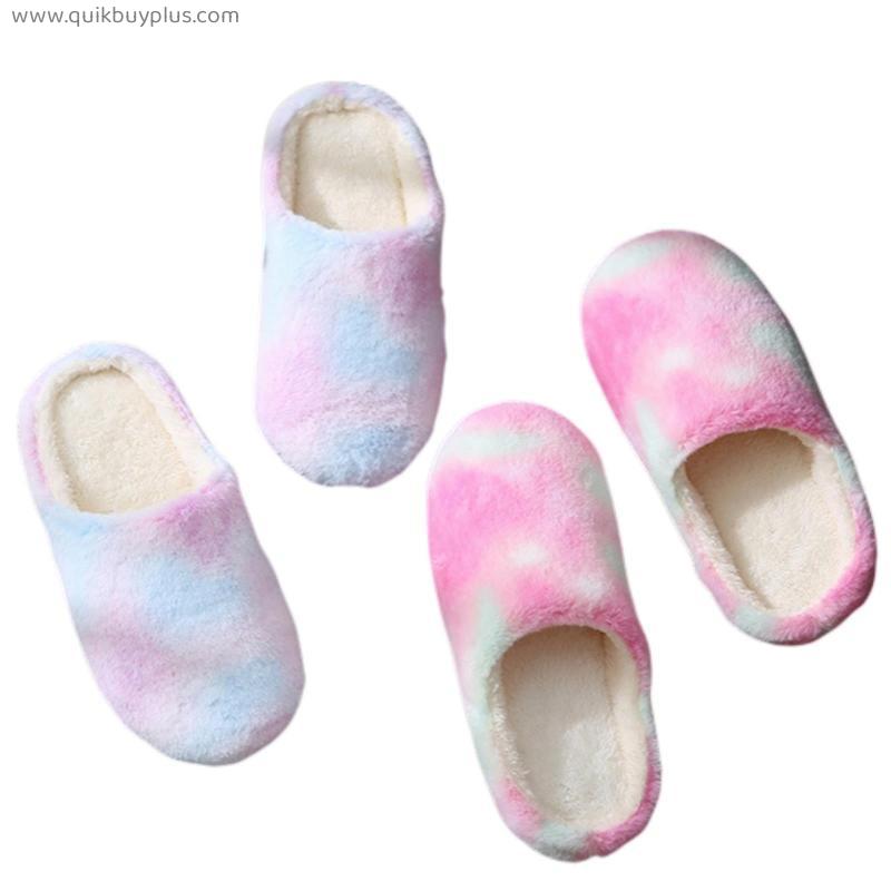 Women Winter Indoor Warm Home Slippers Couples Bedroom Rainbow Colors Soft Bottom Female and Male Home Slippers
