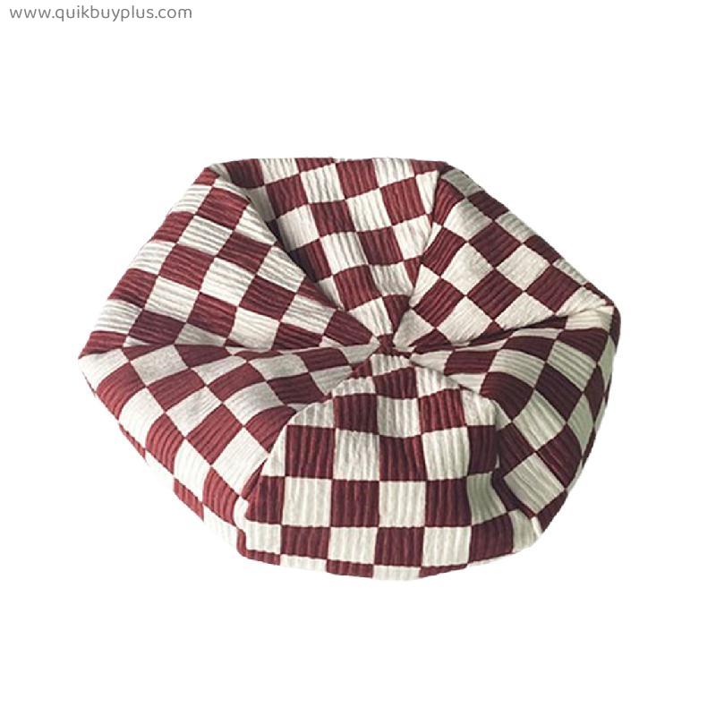 Womens Hat Checkerboard Pattern Corduroy Beret Autumn and Winter Retro Plaid Beret Cap Accessories