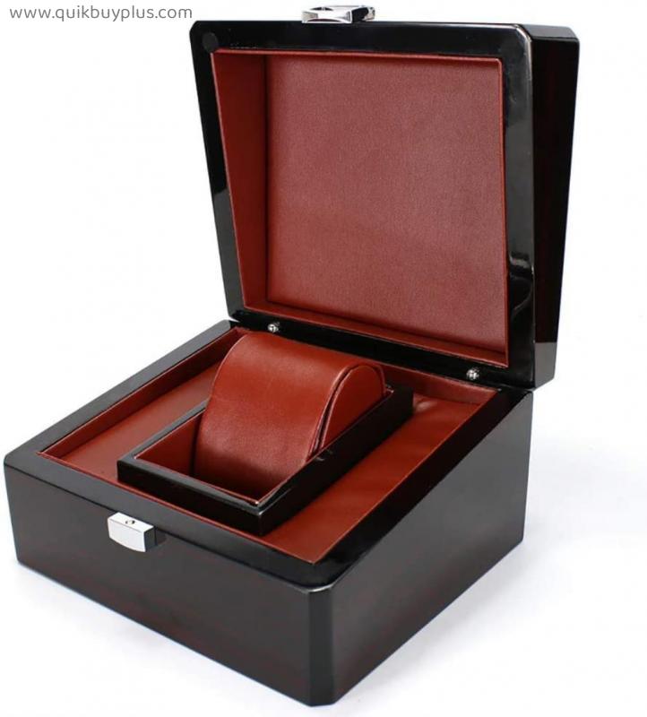 Wood Watch Box, High-End Watch Box Jewelry Box Wristwatch Box with Removable Pillow and Elegant Red Wine Closure Adult Men's Wooden Women's Gift