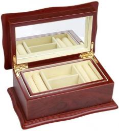 Wooden Jewelry Box for Watches Rings Bracelets Necklaces Cufflinks Small Jewelery Trunk with Mirror Unique Jewelry Display Box Jewelery Box Gift Box for Women Men Jewelry Pouch