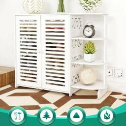 Wooden Shoe Cabinet Storage Shoes Cupboard Organizer Shelves Rack Stand White
